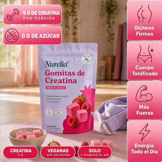 Gomitas de Creatina Monohidrato para Mujer, Sabor Frutos Rojos, 36 gomitas – NURELIA™